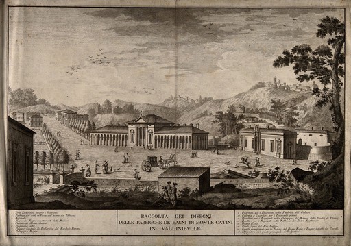 Montecatina Terme, Tuscany, Italy. Etching by C. Zocchi after A. Terreni.