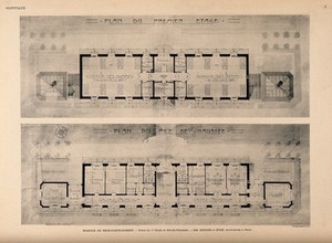 view Hospice de Brie-Comte-Robert: ground plans. Process print, 1913.