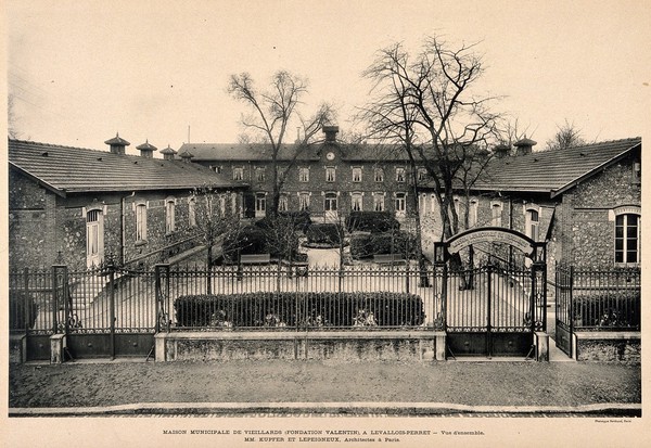 Municipal old people's home (Fondation Valentin), Levallois-Perret, France. Process print, 1913.