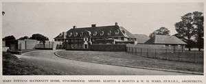 view Mary Stevens Maternity Home, Stourbridge, Worcestershire: the entrance front. Process print, 1929.