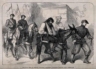 Franco-Prussian War: Civil unrest in Paris. Wood engraving.