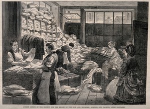 view Franco-Prussian War: Society for the Relief of the Sick and Wounded, London office Wood engraving.