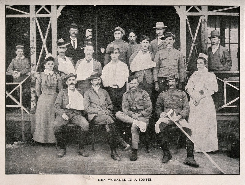 Boer War: a group of soldiers wounded during the siege of Kimberley ...