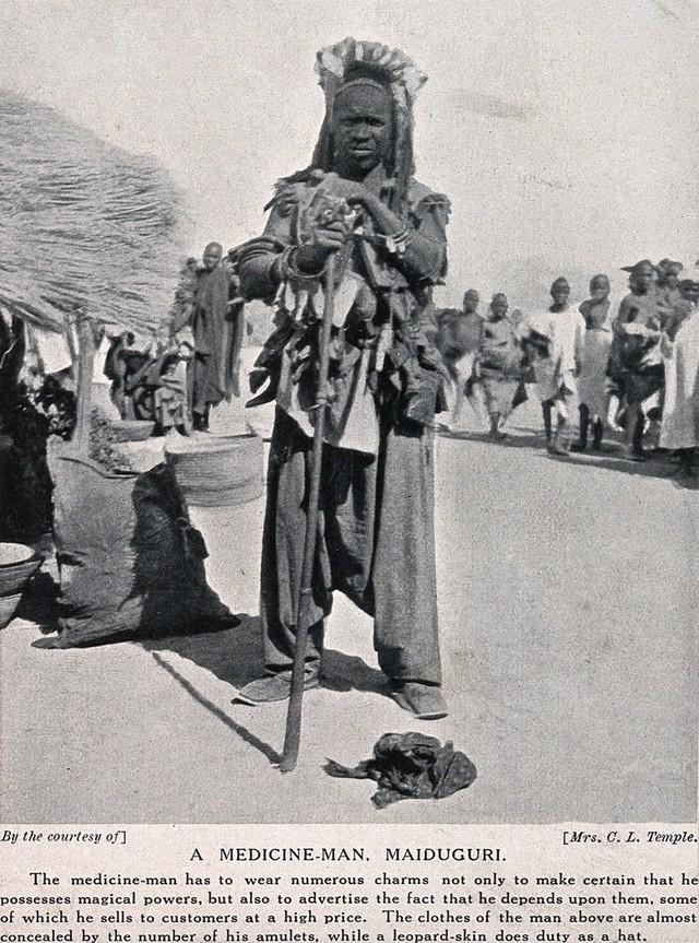 A Maiduguri medicine man or shaman, Nigeria. Halftone after a