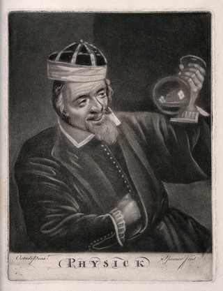 A physician examining urine. Mezzotint by C. Spooner after A. van Ostade.