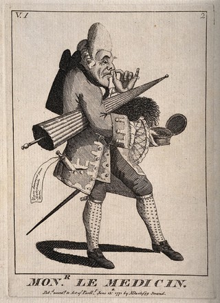 A French physician. Engraving by M. Darly, 1771.
