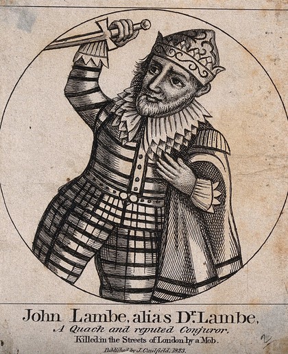 John Lambe, an infamous medical practitioner and magician. Engraving, 1823.