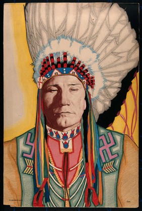 Yellowhead, a native North American man aged 40. Colour pastel drawing by W. Langdon Kihn, 1920.