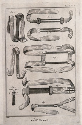 Surgical instruments. Engraving with etching.