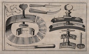 view Surgical instruments. Engraving with etching.