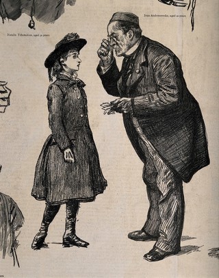 Louis Pasteur and his rabies patients. Wood engraving after Paul Renouard, 1886.