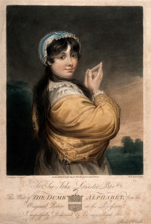 The Dumb Alphabet. Coloured aquatint, W.T. Annis 1819.