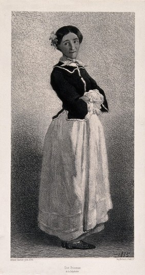 A mentally ill patient known as the 'princess of Salpêtrière'. Lithograph by A. Gautier, 1885.