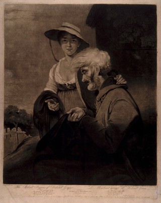 The blind beggar of Bethnal Green. Mezzotint by W. Ward, 1804, after W. Owen.