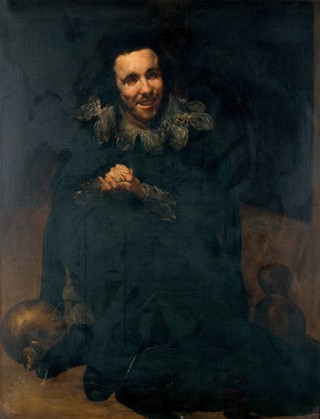 The dwarf Don Juan Calabazas, "Calabacillas". Oil painting by M. Pineda Montón after Diego Velazquez de Silva.