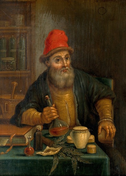 An apothecary. Oil painting.