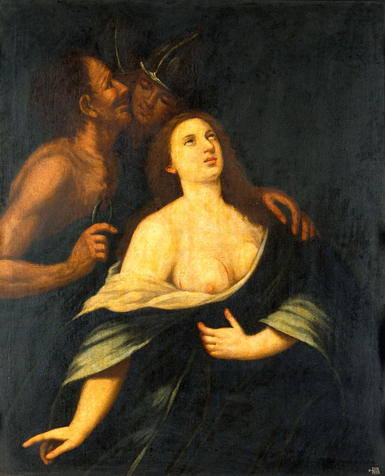 The martyrdom of Saint Agatha. Oil painting by a follower of C. F. Nuvolone., by Carlo Francesco Nuvolone