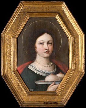 Saint Agatha. Oil painting by an Italian (?) painter, 18th (?) century.