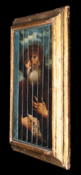 Saint Francis of Assisi, Saint Francis de Paul, and Saint Peter penitent. Oil painting by a Spanish painter, 17th (?) century.