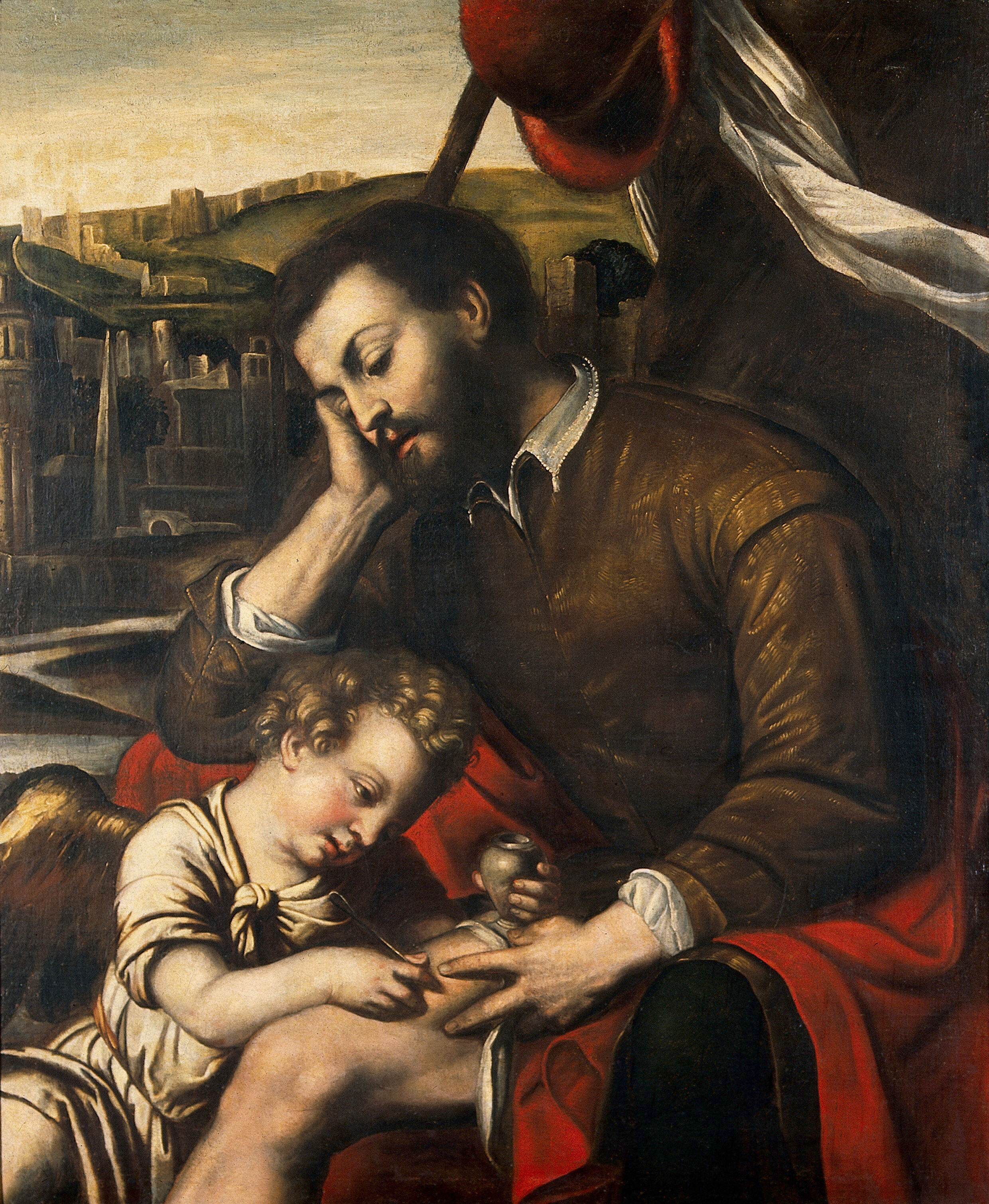 Saint Roch And The Angel Oil Painting By A Lombard Painter 17th