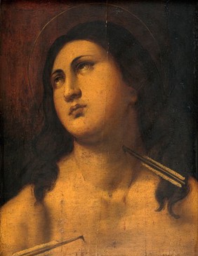 Saint Sebastian. Oil painting.