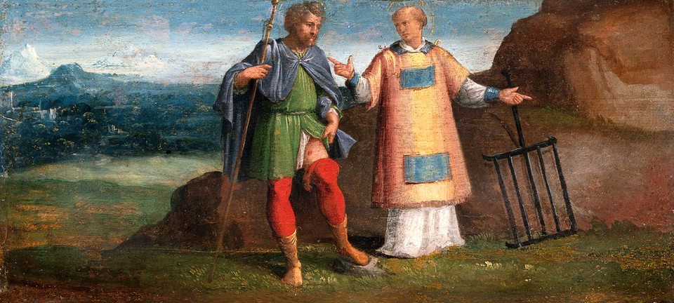 Saint Roch and Saint Laurence. Oil painting by Benvenuto Tisi, il Garofalo.