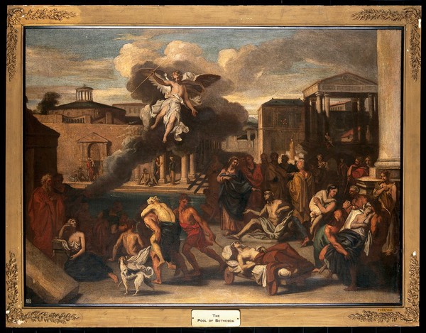 The pool of Bethesda. Oil painting by L. Chéron, ca. 1683.