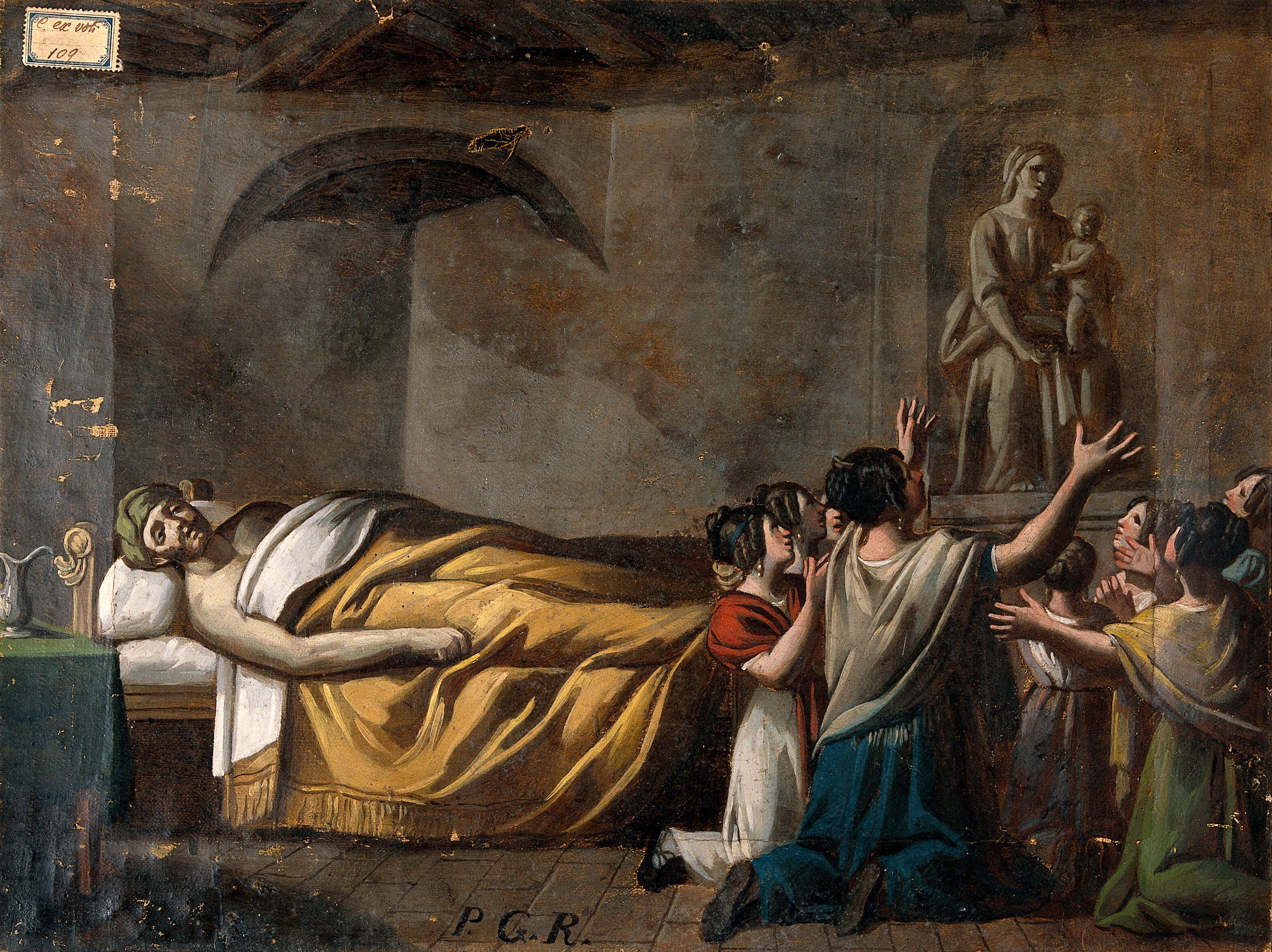 A Man In Bed Women Praying To The Madonna Del Parto Oil Painting