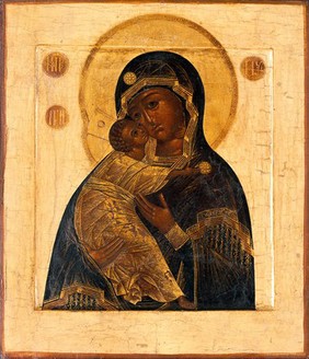 The Virgin and Child. Tempera painting.