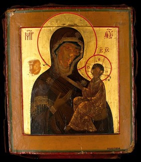 The Virgin and Child. Tempera painting.