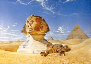 view The Great Sphinx. Watercolour by H. Stanier.