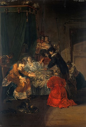 view Death of a king. Oil painting by E L Musso (?).