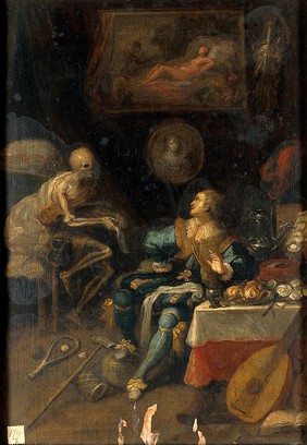 A voluptuary surprised by death. Oil painting by Frans Francken II.