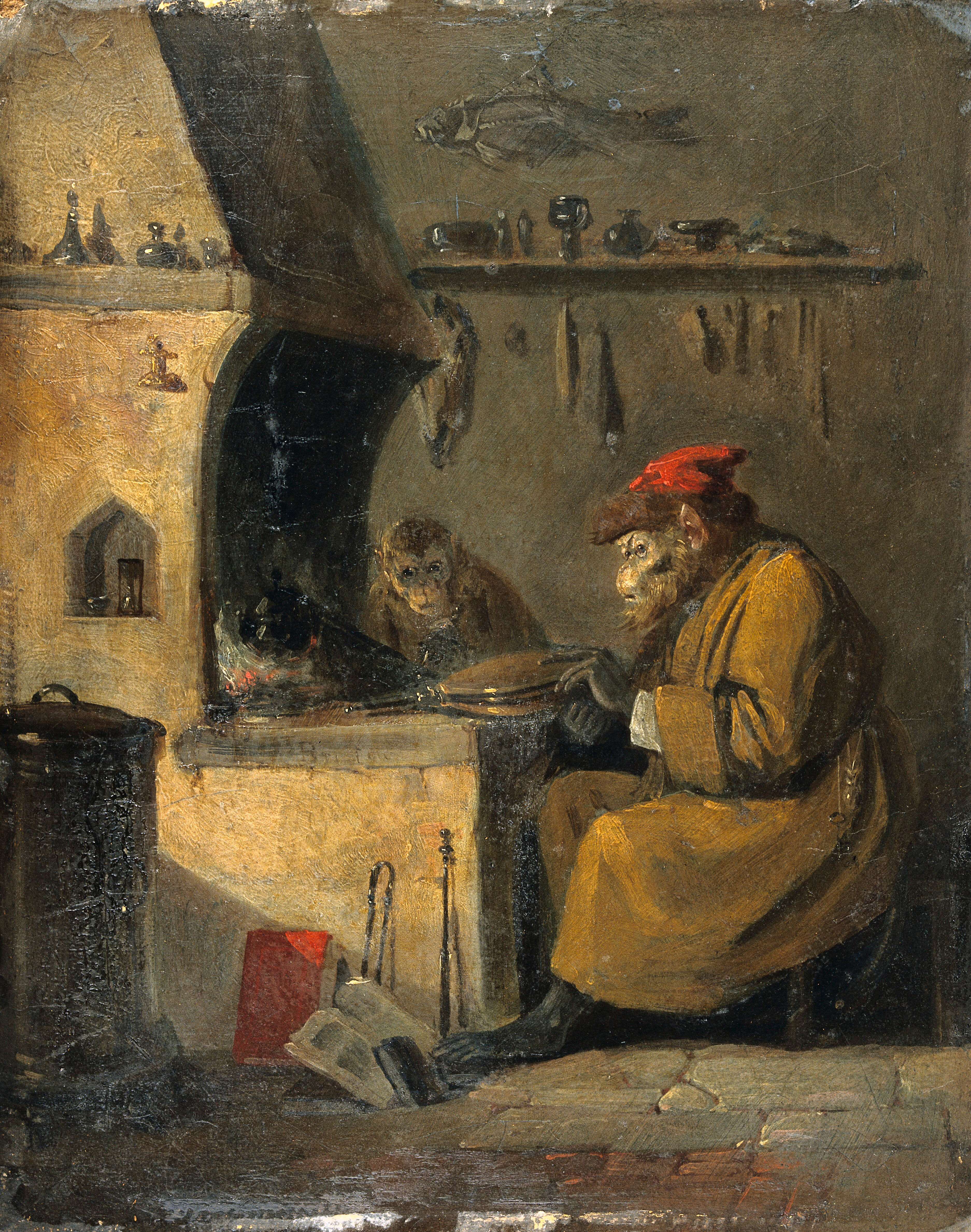 A Monkey Alchemist Oil Painting By E Bristow Wellcome Collection