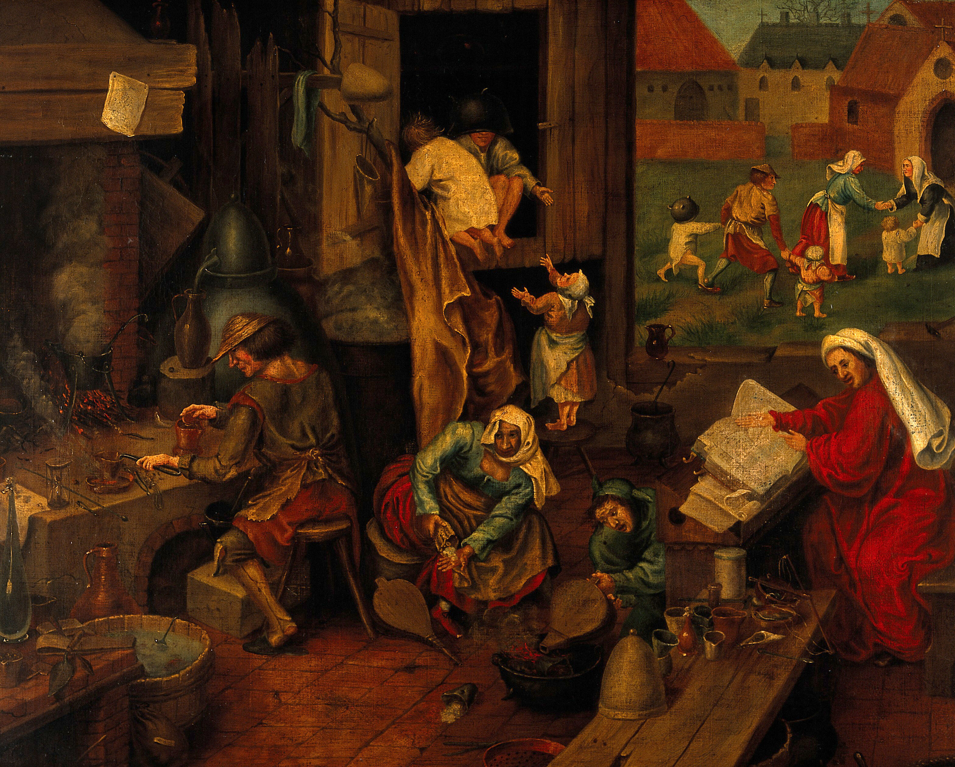 The Alchemist Oil Painting After Pieter Bruegel Wellcome