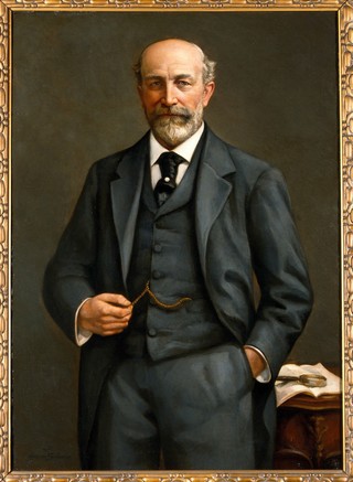 Sir James Cantlie (1851-1926), writer on tropical medicine. Oil painting by Harry Herman Salomon after a photograph.