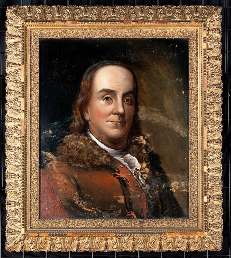 Benjamin Franklin. Oil (?) painting after J. S. Duplessis., by Joseph-Siffred Duplessis
