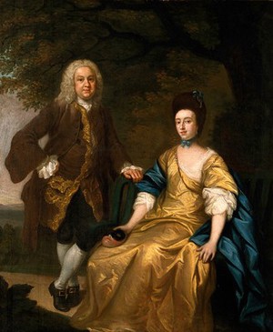 view Benjamin Hoadly and his wife. Oil painting by Francis Hayman.