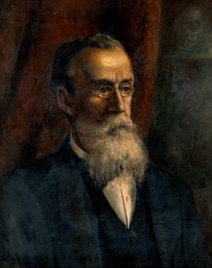 view Sir Jonathan Hutchinson. Oil painting by W. Swainson.