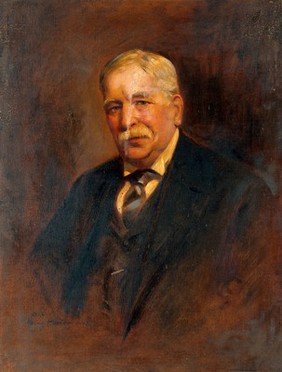 Sir Patrick Manson. Oil painting after J. Young Hunter, 1912.