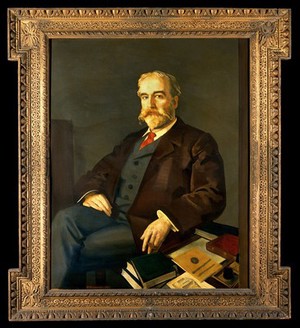 view Sir John Young Walker MacAlister (1856-1925), Librarian and Secretary, Royal Society of Medicine, London. Oil painting after (?) Eric Henry Kennington.