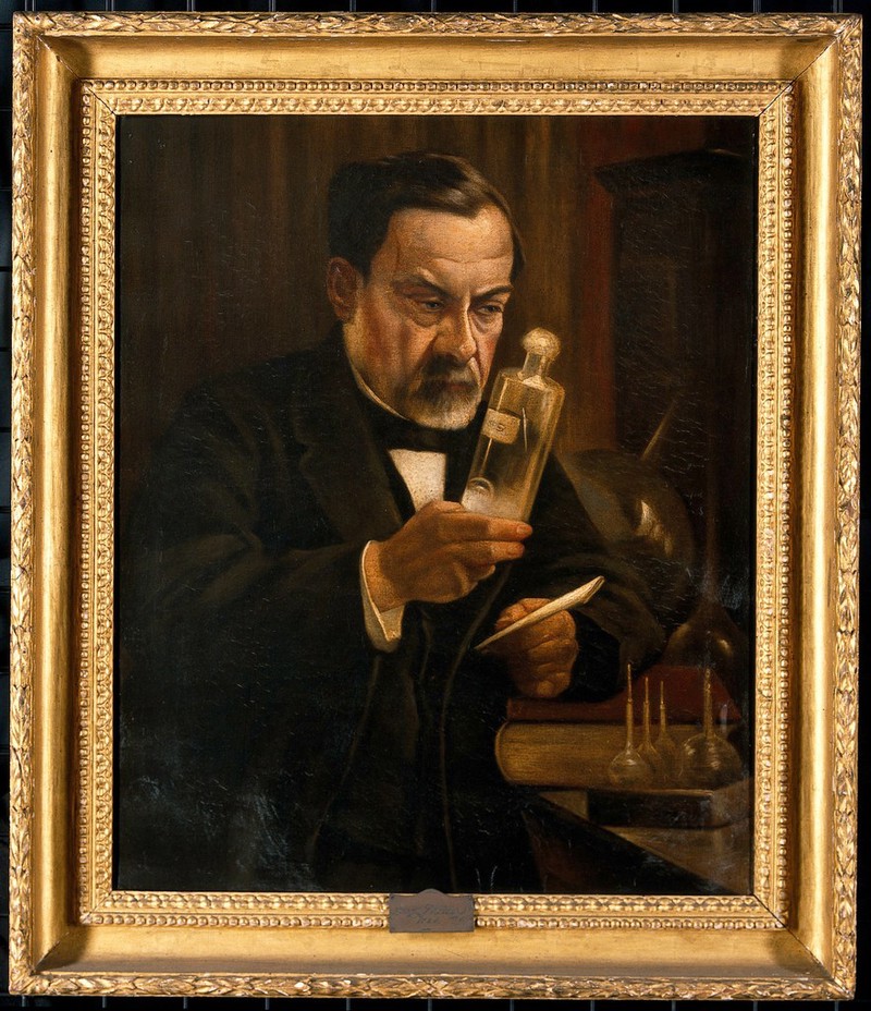 Louis Pasteur, proponent of the 'germ' theory of disease. Oil painting after A. Edelfelt., by Albert Edelfelt
