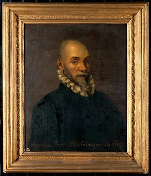 view Ambroise Paré (1510-1590), surgeon. Oil painting by a French painter 17th (?) century.