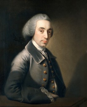 Richard Wright (1730-1814), surgeon of Derby. Oil painting by Joseph Wright of Derby, ca. 1753.