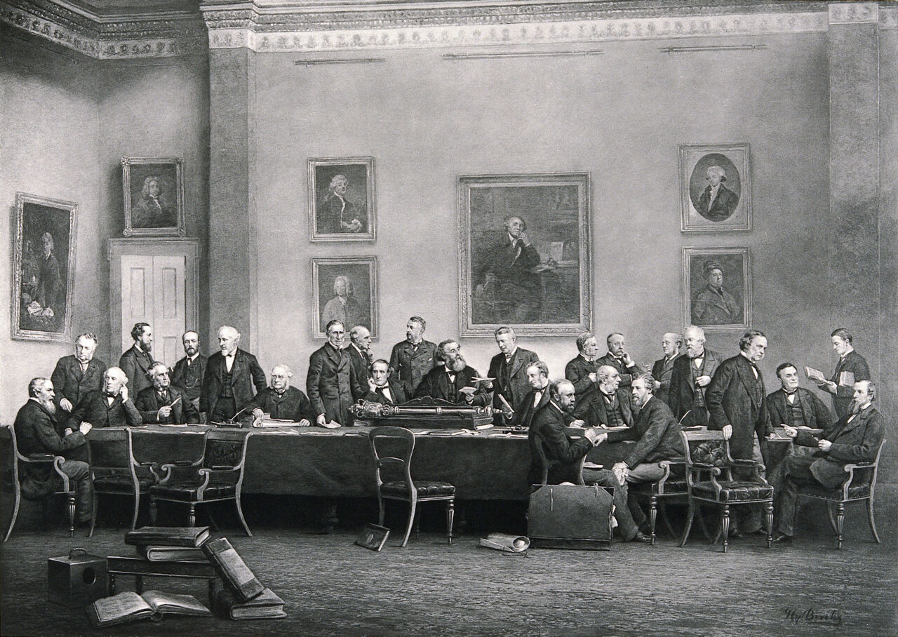 Fellows of the Royal College of Surgeons of England. Photogravure after H. Jamyn Brooks., by Henry Jamyn Brooks