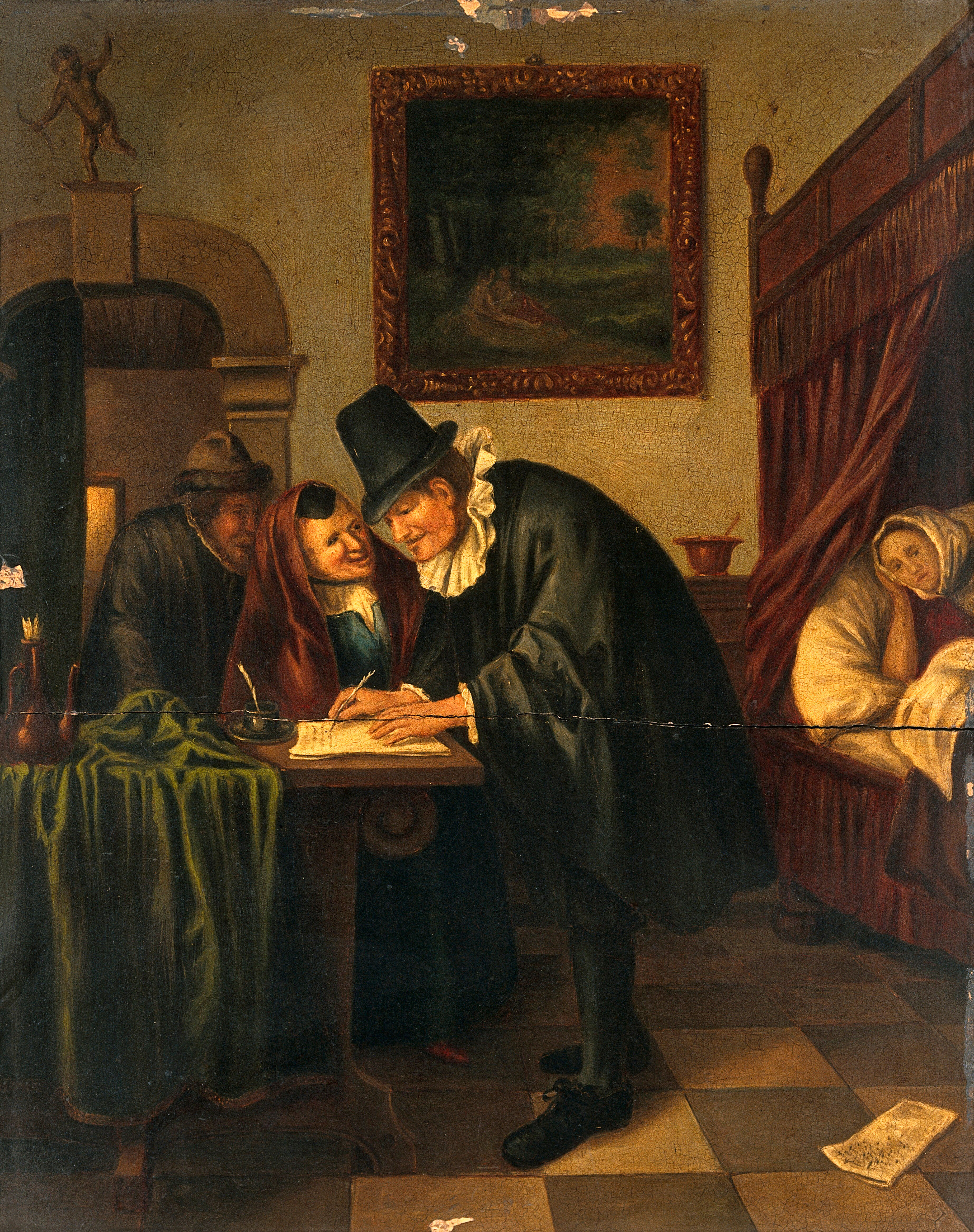 A Physician Writing A Prescription For A Sick Young Woman Oil