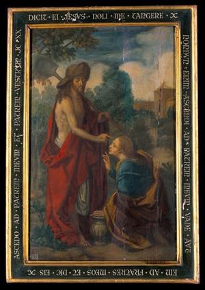 view Christ and Mary Magdalene ("Noli me tangere"). Oil painting after A. Dürer.