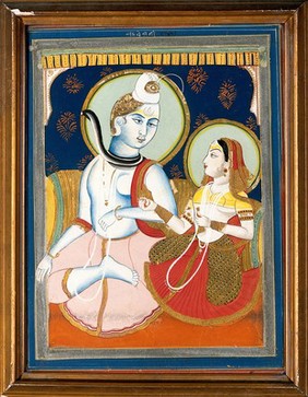 Shiva and Parvati. Gouache.