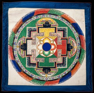 Circle (Mandala). Watercolour by a Tibetan painter.