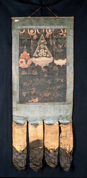 Attributes of Bhairava in a "rgyan tshogs" banner. Distemper painting by a Tibetan painter.